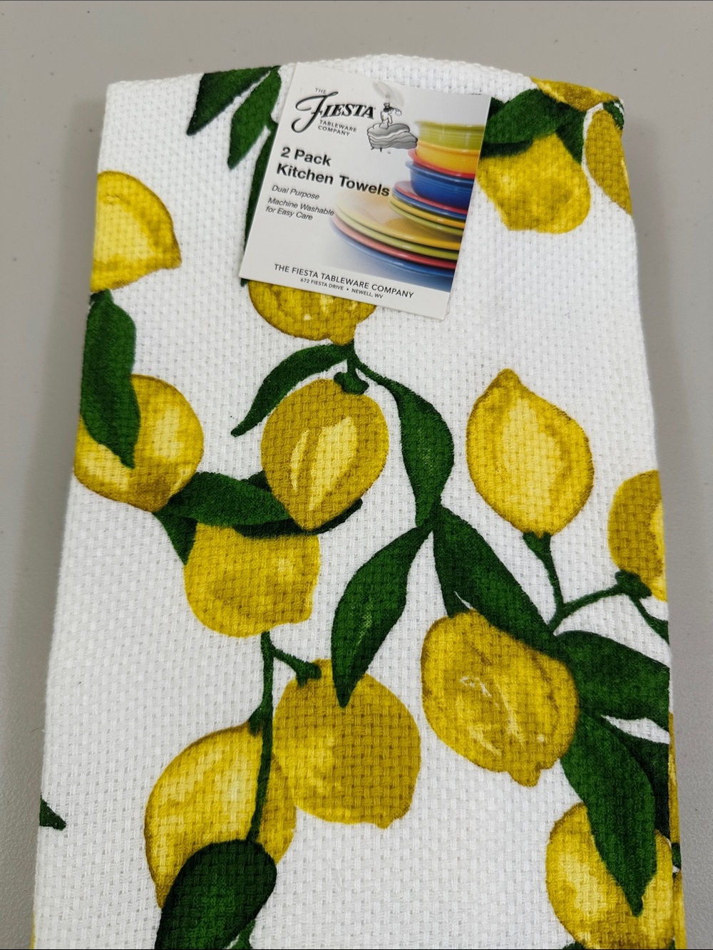 Fiesta Yellow Lemon Print Kitchen Towel Duo